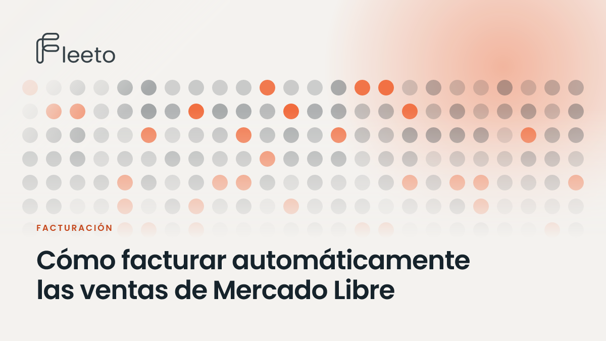 Portada del post sobre facturación automática de ventas de Mercado Libre: una grilla de puntos grises con acentos naranjas