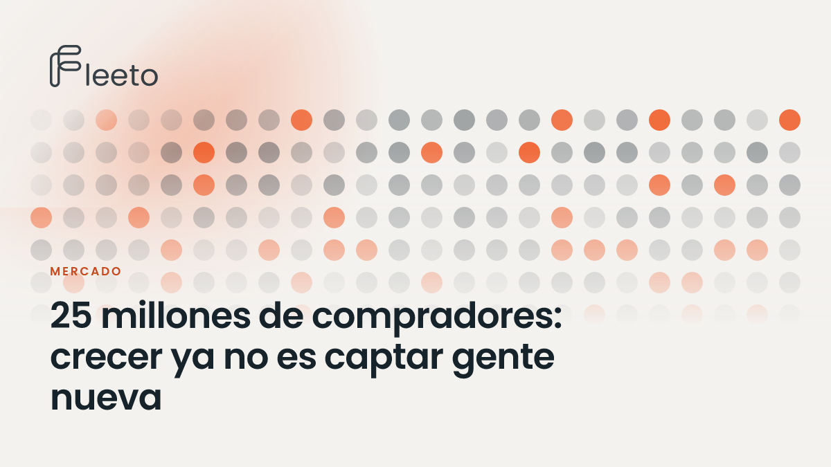 Portada del artículo sobre la madurez del e-commerce argentino, con el título sobre un fondo claro y una grilla de puntos donde algunos aparecen resaltados en naranja