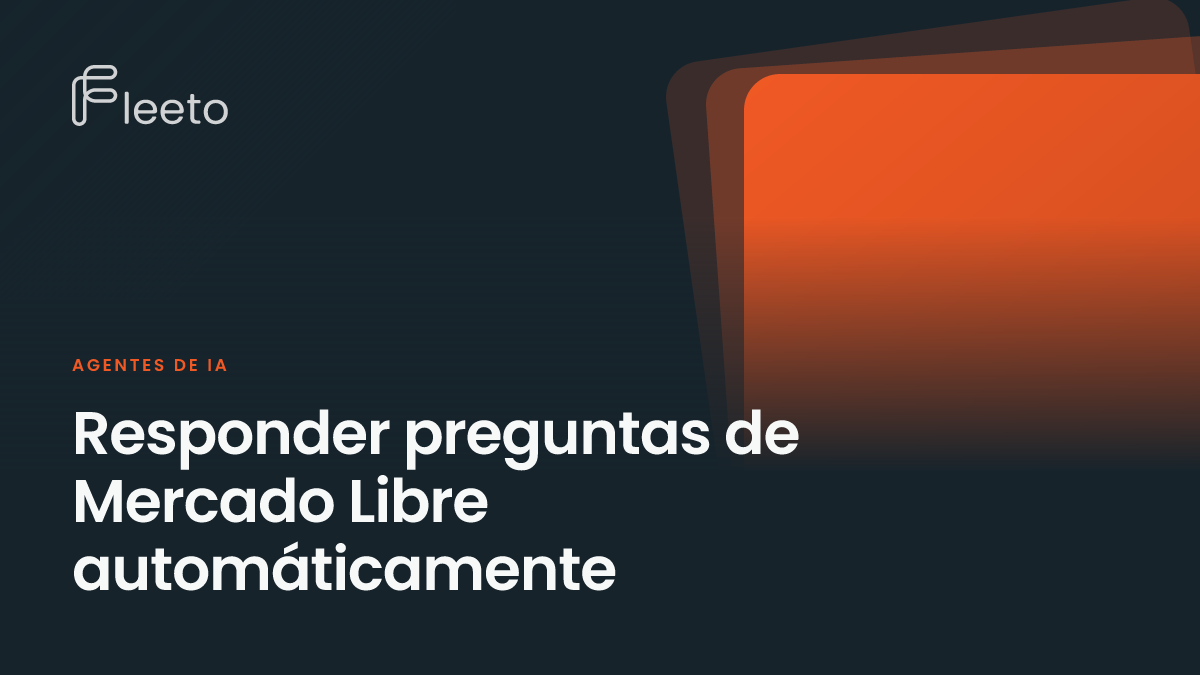 Portada del post sobre responder preguntas de Mercado Libre automáticamente: planos superpuestos en naranja sobre fondo azul oscuro
